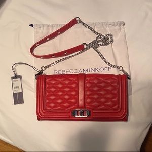 Rebecca Minkoff Quilted Love Crossbody Scarlet NWT